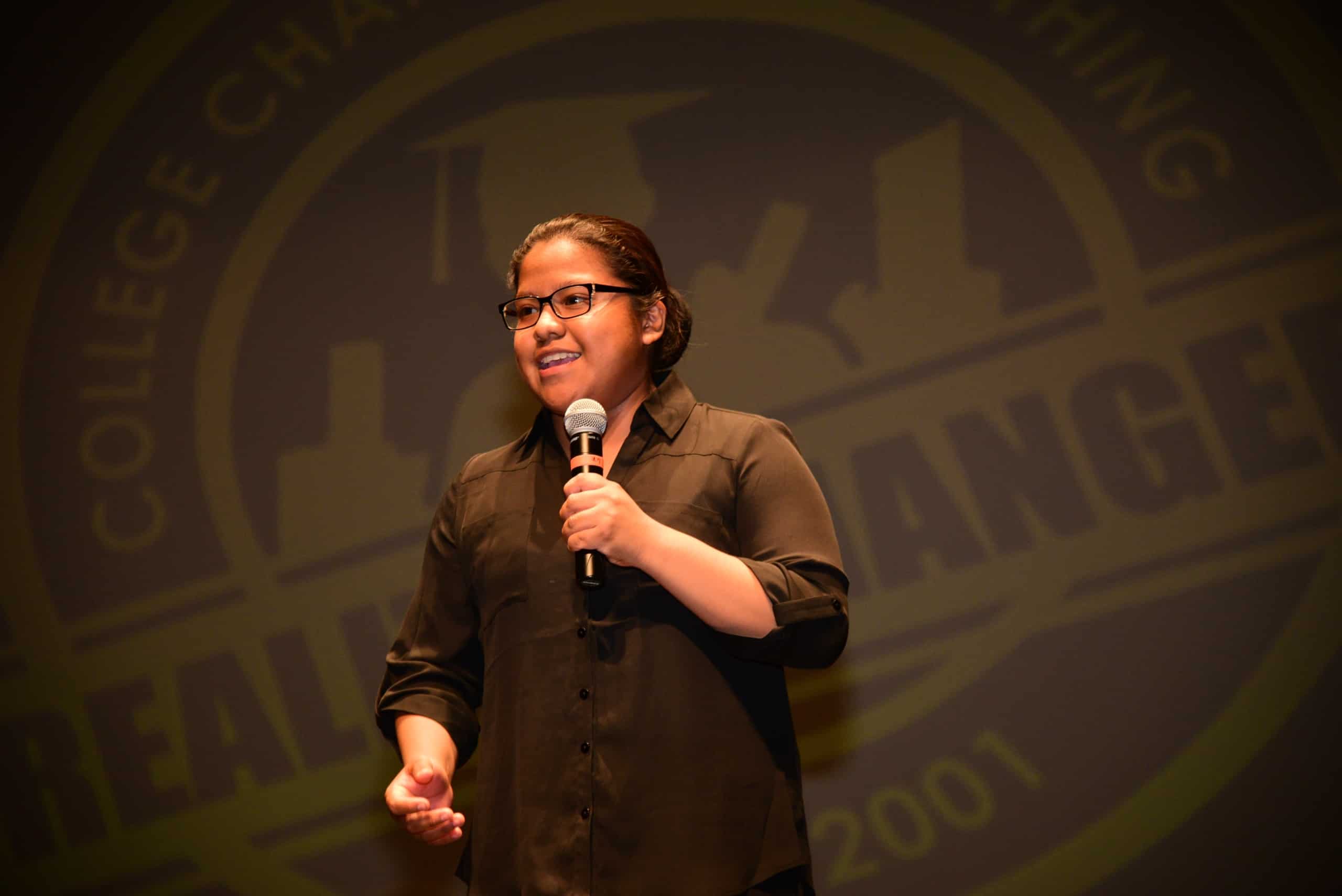 Reality Changers student speaking at a special event